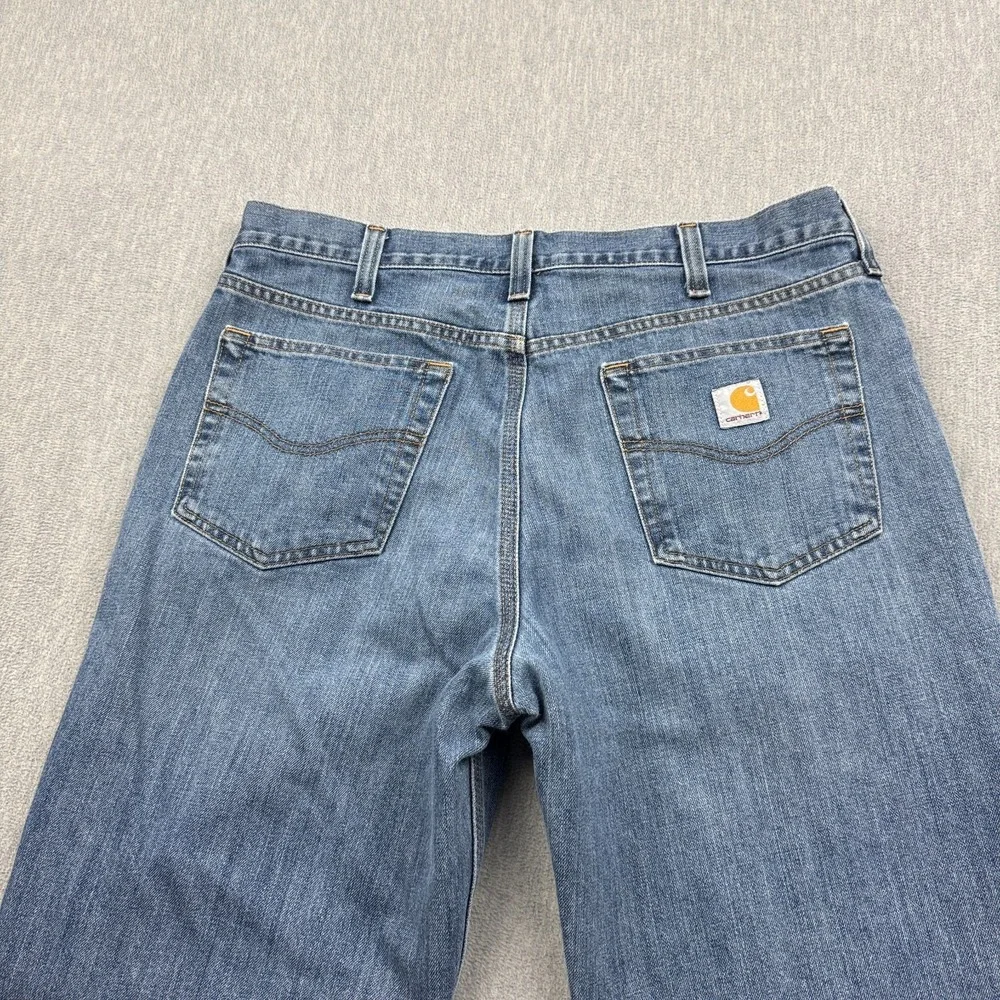 Carhartt Jeans Mens 36x34 Blue Denim Relaxed Fit Straight Holter Workwear 101483
